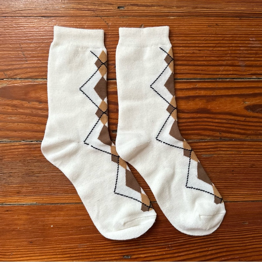 Vintage 80s thin argyle golf crew socks one size
